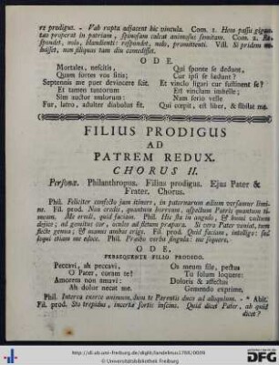 Filius Prodigus Ad Patrem Redux. Chorus II.