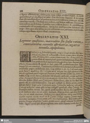 Observatio XXI. Leguntur quaestiones, materialiter seu sensus ratione enunciationibus, nonnullae affirmativis, negativis nonnullae, aequipollentes