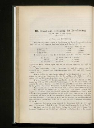 III. Dtand und Bewegung der Bevölkerung
