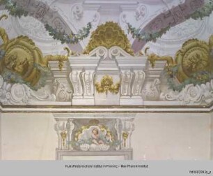 Abundantia, Prudentia und drei weitere weibliche Allegorien
