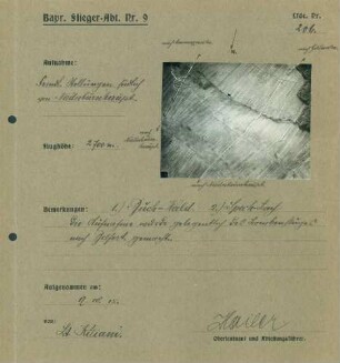 Foto feindlicher Stellungen südlich von Niederburnhaupt (Luftbild)