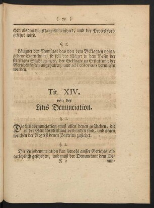 Tit. XIV. von der Litis Denunciation