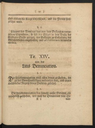 Tit. XIV. von der Litis Denunciation