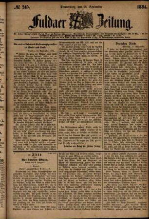 Ausgabe vom Donnerstag, den 18. September 1884.