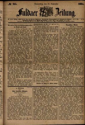 Ausgabe vom Donnerstag, den 18. September 1884.