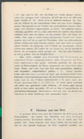 F. Christus und das Heil.