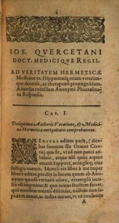 Ad veritatem hermeticam Medicinae ex Hippocrat. decretis stabiliendam responsio