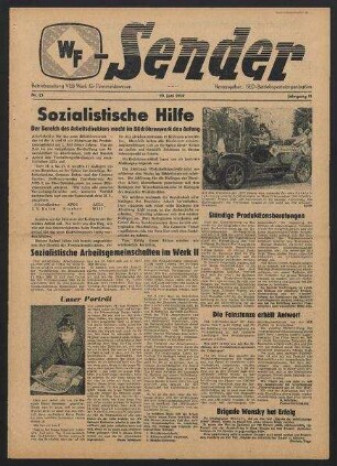 Betriebszeitung 'WF-Sender', Nr.23/1959 (19. Juni 1959)