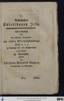 VI. Rechtschaffene Unterthanen Jesu.
