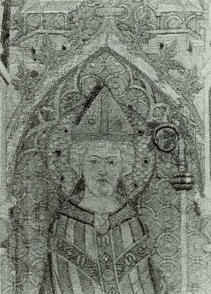 Pirnaer Antependium mit den Heiligen, Aposteln, Evangelisten, Marienkrönung und Johannes dem Täufer : Seidenstickerei, Pirnaer Antependium, vor 1350