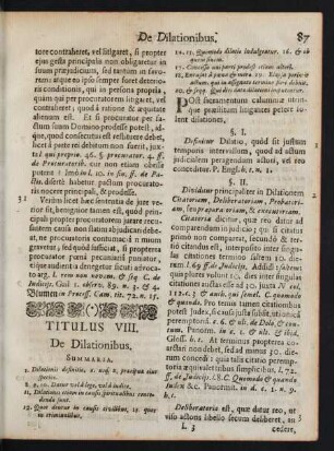 Titulus VIII. De Dilationibus.