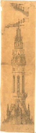 Schmidt, Friedrich von; Skizzen und Pläne - Gebäude (Teilansicht, Details)