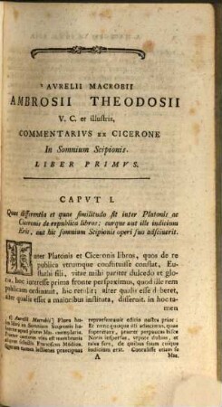 Avr. Theodosii Macrobii V.C. Et Illvstris Opera