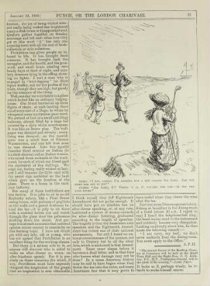 Golfer. "I say, Caddie, I'm looking for a boy called Jim Long. Can you point him out to me?" Caddie. "Jim Long, S'?" There 'e is, S', waiting for yer- 'im wiv ver plus fours."