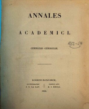 Annales academici. 1852/53 (1856)