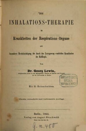 Klinik der Krankheiten des Kehlkopfes, 1