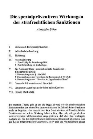 263-290, Die spezialpräventive Wirkungen der strafrechtlichen Sanktionen