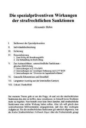 263-290, Die spezialpräventive Wirkungen der strafrechtlichen Sanktionen