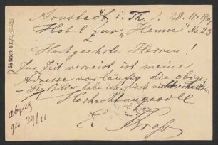 Brief an B. Schott's Söhne : 28.11.1901