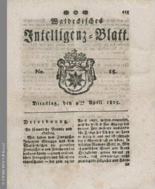 No. 15, Dienstag, den 9ten April 1805