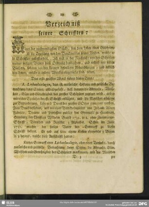 Verzeichniß seiner Schrifften