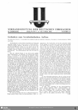 Gedanken zum berufsständischen Aufbau