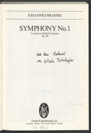 Symphony no. 1 c minor : op. 68