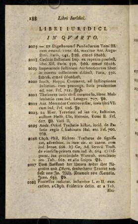 188-247, Libri Iuridici. In Quarto.