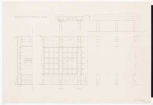 Reichsluftfahrtministerium, Berlin: Saalbau, Vorbau: Schnitt, Grundriss, Ansicht 1:50