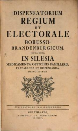 Dispensatorium regium et electorale Borusso-Brandenburgicum