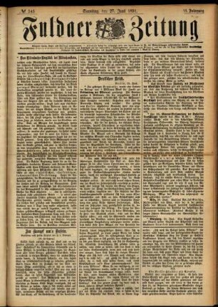 Ausgabe vom Samstag, den 27. Juni 1891.