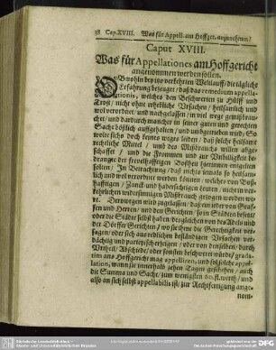 Caput XVIII. Was für Appellationes am Hoffgericht angenommen werden sollen