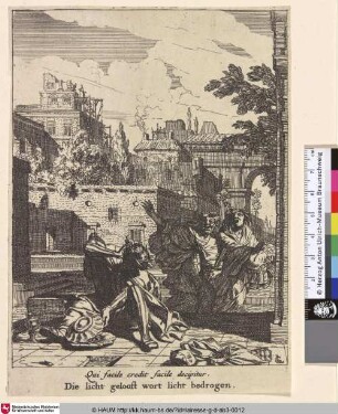 [Illustrationen zu A. Pels Komödie Julfus; Illustration to the Second Act of Pels' farce "Julfus"; Twee figuren lachen een jongeman uit]