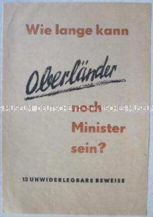 Propagandaschrift aus der DDR zur NS-Vergangenheit des westdeutschen Ministers Oberländer
