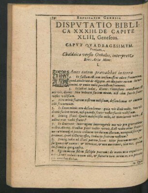Disputatio Biblica XXXIII. De Capite XLIII. Geneseos.