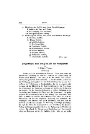 Grundfragen zum Lehrplan für die Volksschule : (Fortsetzung)