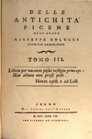 Delle Antichitá Picene, 3