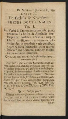 Caput III. De Ecclesia & Novissimis.
