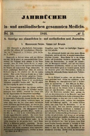 Carl Christian Schmidt's Jahrbücher der in- und ausländischen gesammten Medicin. 59. 1848