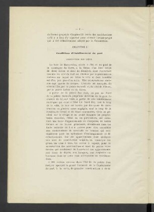 Chapitre I Conditions d'etablissement du port