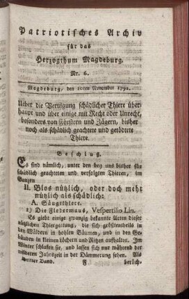 Nr. 6. Magdeburg, den 10ten November 1792