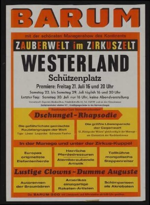 Circus Barum - Zauberwelt im Zirkuszelt, Westerland, ohne Jahr