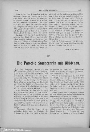 Die Parochie Stangengrün mit Wildenau