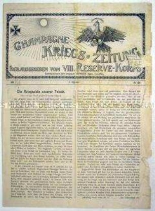Kriegszeitung des VIII. Reserve-Korps von der Westfront