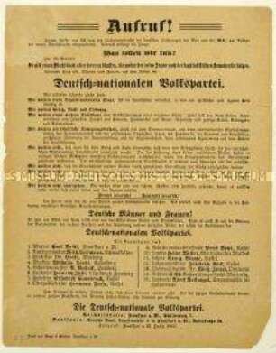 Aufruf der Deutschnationalen Volkspartei zur Wahl der Nationalversammlung 1919