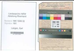 Entnazifizierung Karl Langen , geb. 17.01.1899 (Angestellter)