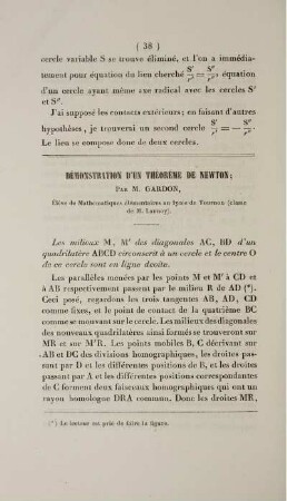 Démonstration d'un théorème de Newton.