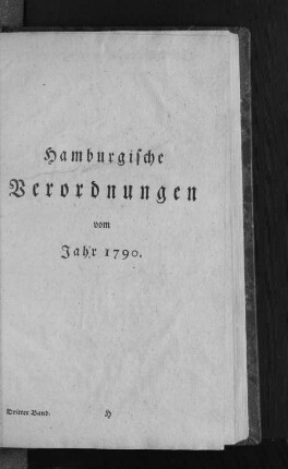 Hamburgische Verordnungen vom Jahr 1790