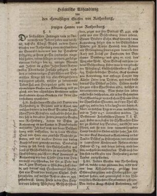 Historische Abhandlung von den ehemaligen Grafen von Rothenburg und jetzigen Herren von Rothenburg