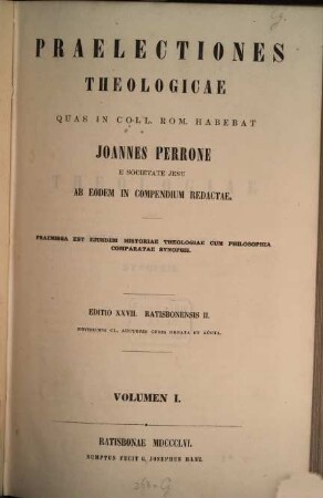 Praelectiones theologicae, 1
